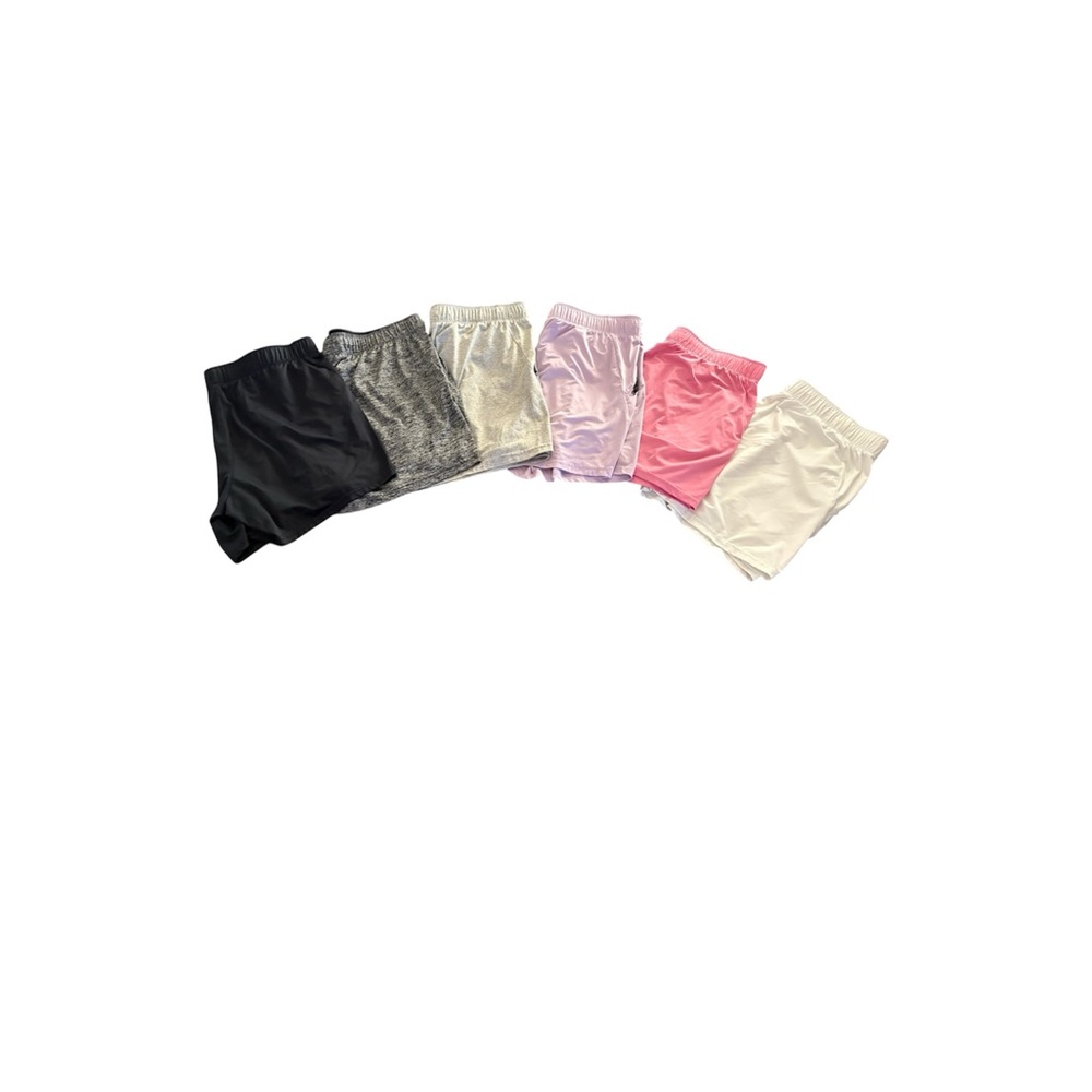 (6)Athletic Shorts Set - Black, Gray, White, Purple, & Pink